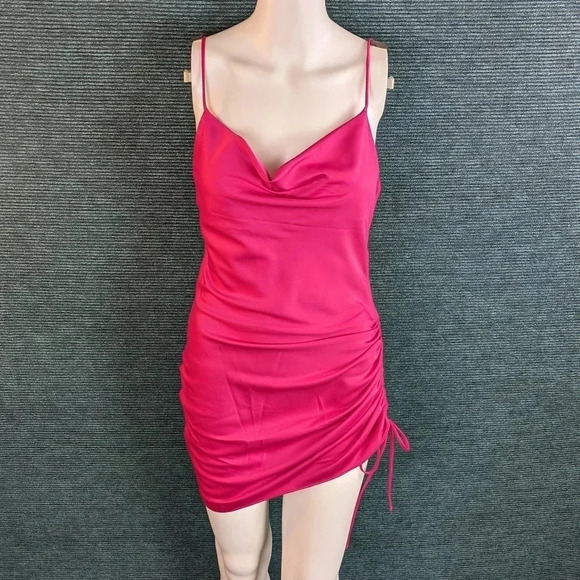 Topshop Dresses & Skirts - Topshop Barbie Hot Pink Cowl Cocktail Dress With One Side Rushed